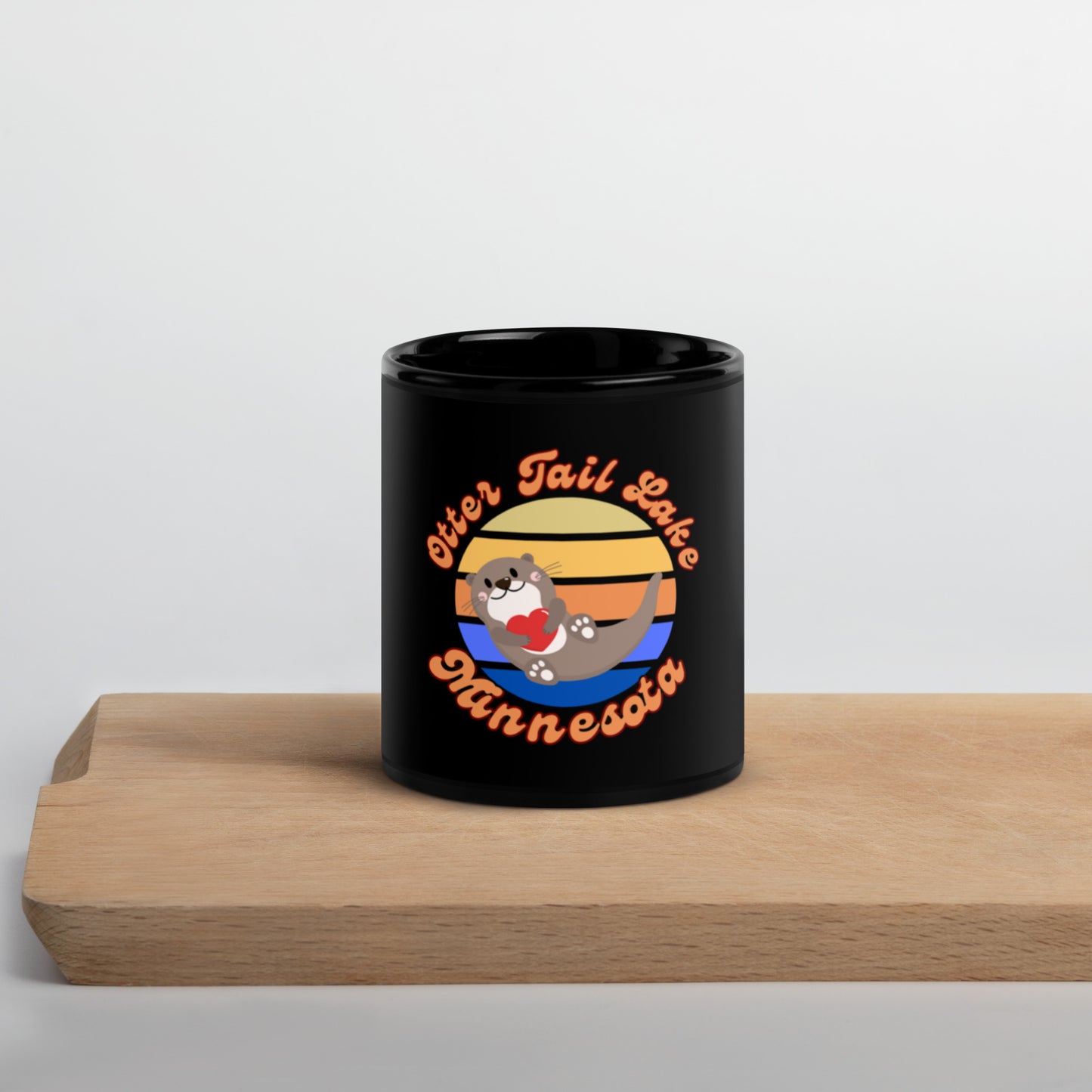 Otter Tail Heart Black Glossy Mug