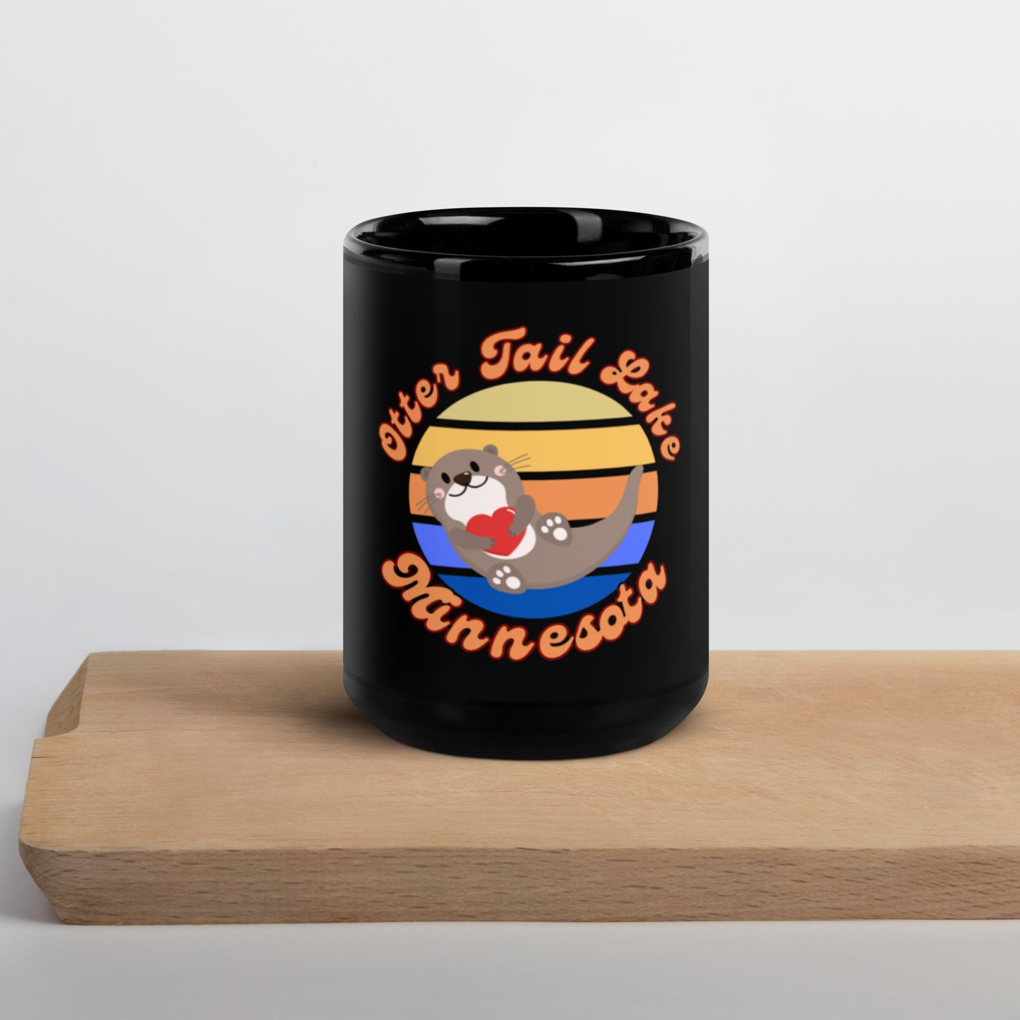 Otter Tail Heart Black Glossy Mug